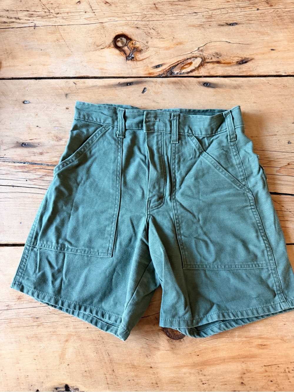 Vintage Casual Green Utility Shorts
